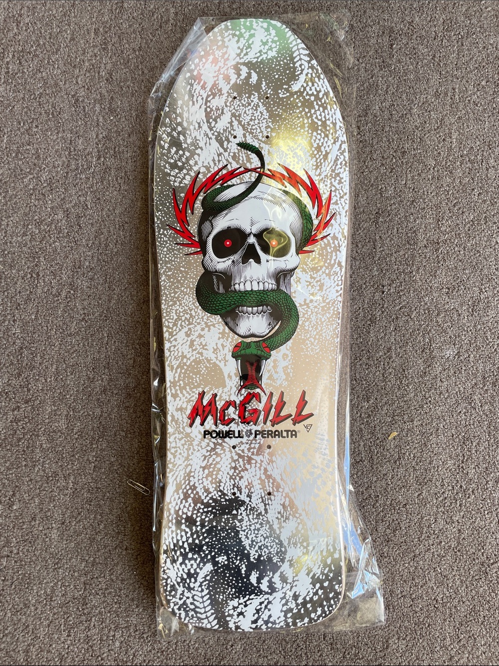 Powell Peralta McGill Skull & Snake Skate Deck - Metallic Silver Reissue